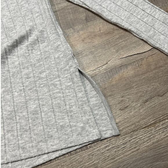 Anthropologie Ribbed Plush Knit Side Slit Thermal Tunic Top Medium Gray Boho - Picture 5 of 7